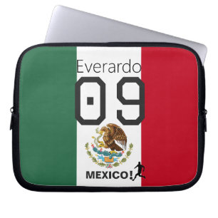 Personalised Mexico Soccer Jersey Style Fan Laptop Sleeve