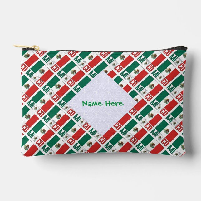 Personalised Mexico Tiled Flag Accessory Pouch (Front)