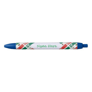 Personalised Mexico Tiled Flag Black Ink Pen