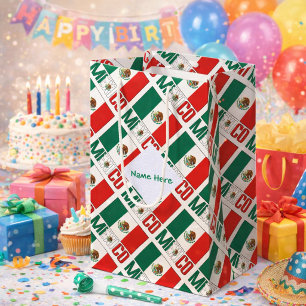 Personalised Mexico Tiled Flag Medium Gift Bag