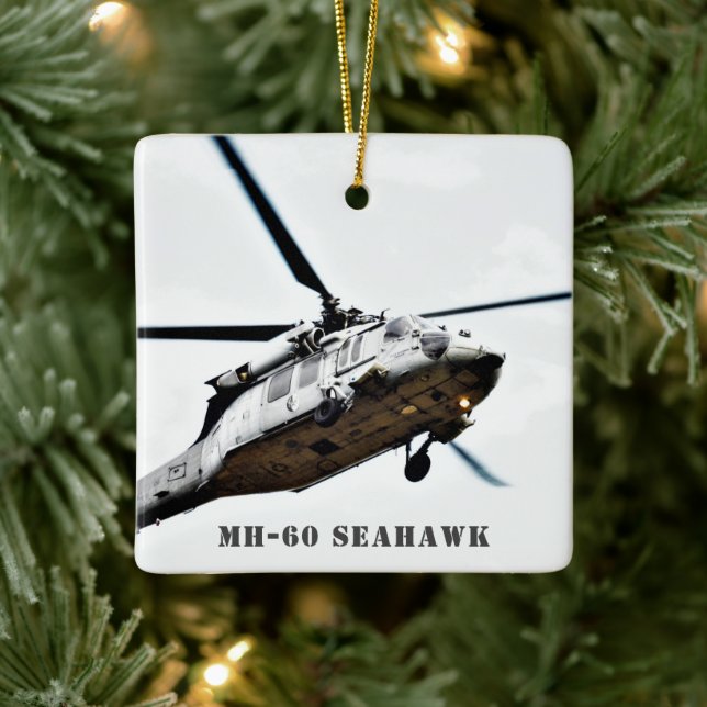 Personalised MH-60 Seahawk Military Helicopter Ceramic Ornament (Tree)