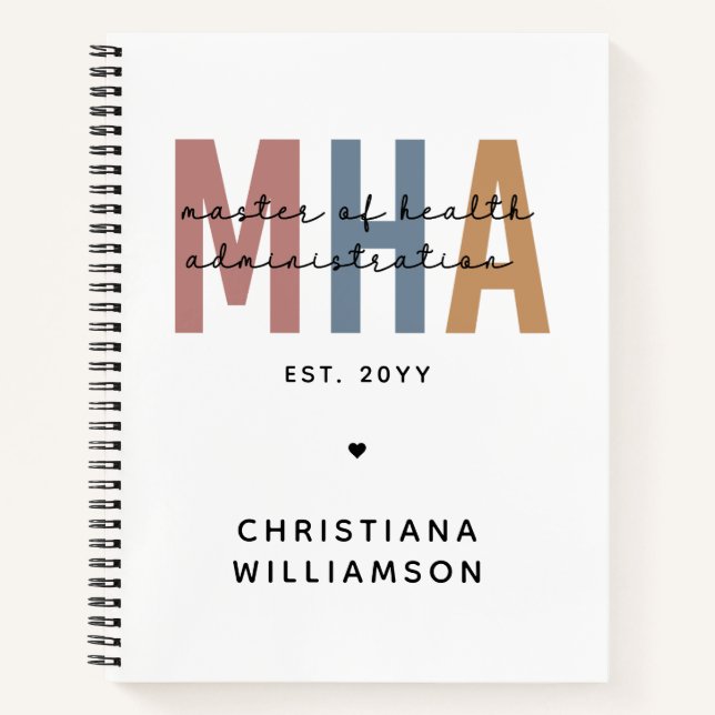 Personalised MHA Master of Health Administration Notebook (Front)