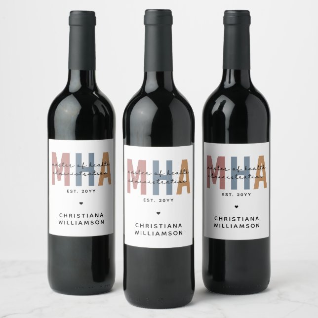 Personalised MHA Master of Health Administration Wine Label (Bottles)