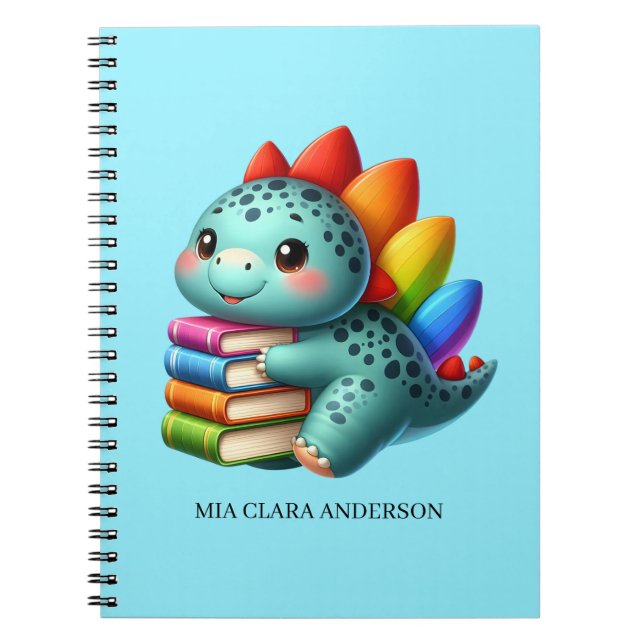 Personalised Mia Clara Anderson Dinosaur Notebook (Front)
