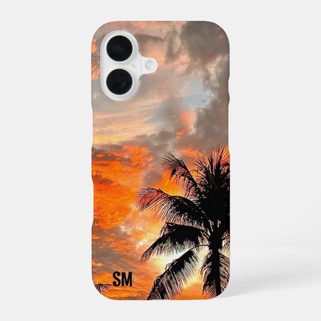 Personalised Miami Sunset Sturdy Apple iPhone Case (Back)