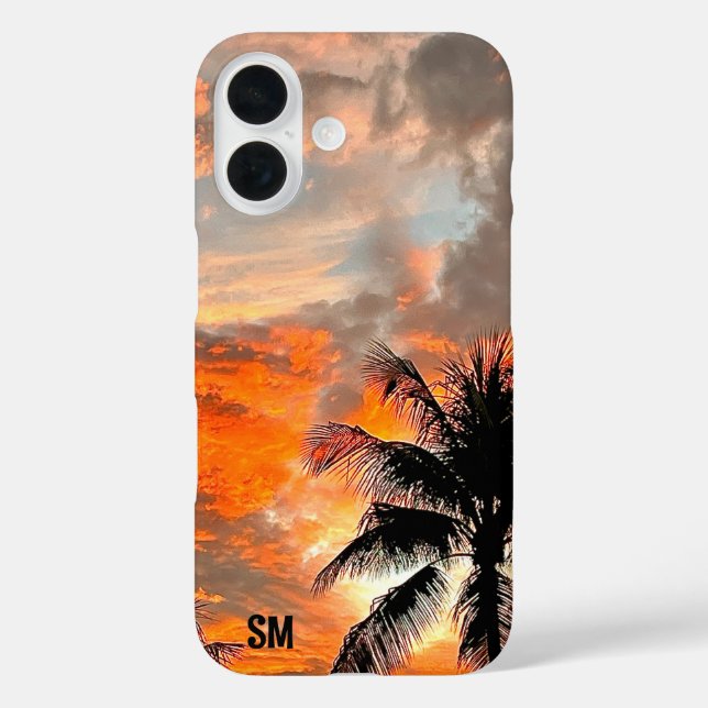 Personalised Miami Sunset Sturdy Apple iPhone Case (Back)