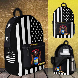Personalised Michigan Flag bag, American Flag Printed Backpack