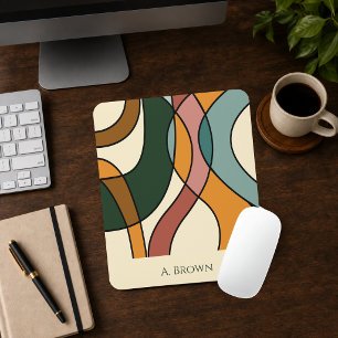 Personalised Mid Century Abstract Desk Decor Mouse Mat