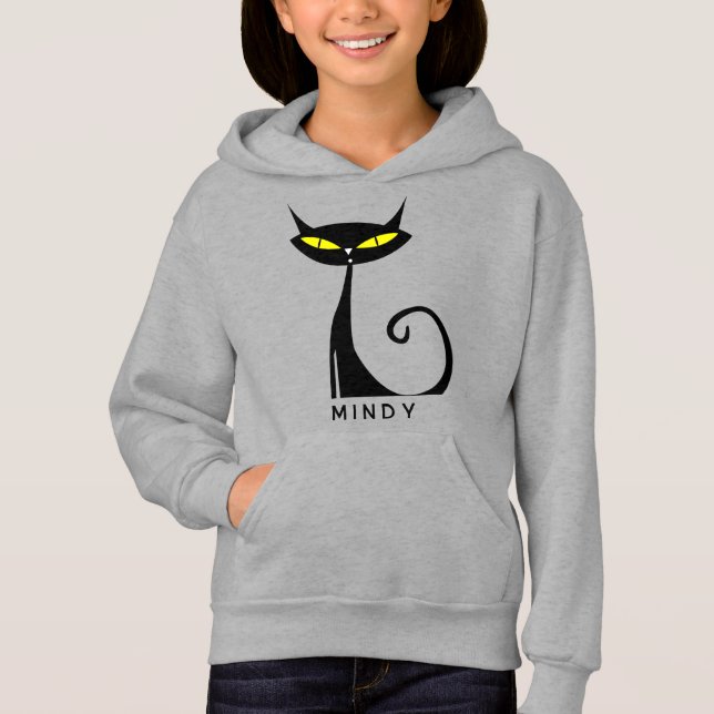 Personalised Mid Century Modern Atomic Black Cat (Front)