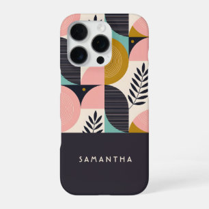 Personalised Mid-Century Modern Geometric Boho iPhone 16 Pro Case