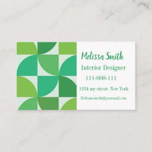 Personalised mid century modern geometric green  business card