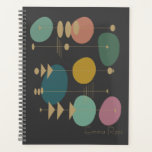 Personalised Mid-Century Modern Geometric Grey Planner<br><div class="desc">Plan in style with this unique undated planner featuring a sleek black background and a bold mid-century modern geometric design. The timeless aesthetic with gold accents makes it perfect for professionals, creatives, and students looking for a stylish way to stay organised. With its flexible layout, this planner is a must-have...</div>