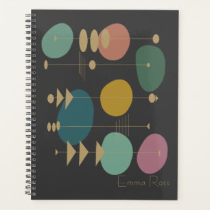 Personalised Mid-Century Modern Geometric Grey Planner