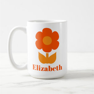Personalised Mid Century Modern Retro 70s Flower Coffee Mug