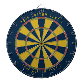 Personalised Mid-Century Mustard Green Red & Blue Dartboard