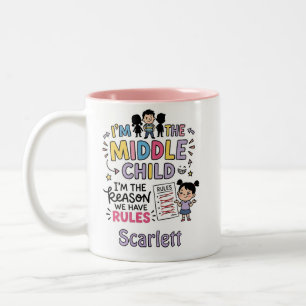 Personalised Middle Child Girl We Have Rules Two-Tone Coffee Mug