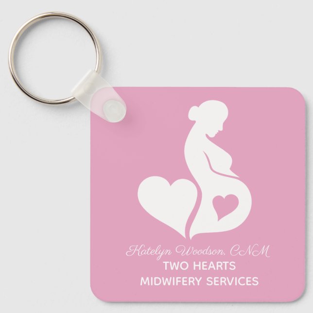Personalised Midwife Beautiful Doula OBGYN Pink Key Ring (Front)