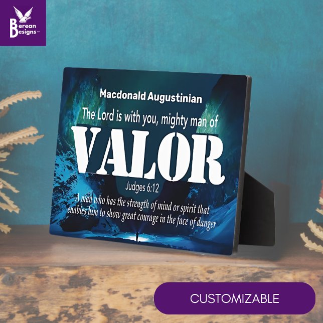 Personalised MIGHTY MAN OF VALOR Judges 6:12 Plaque (Ideal Father's Day or Dad's birthday MAN OF VALOR plaque with CUSTOMIZABLE name.)