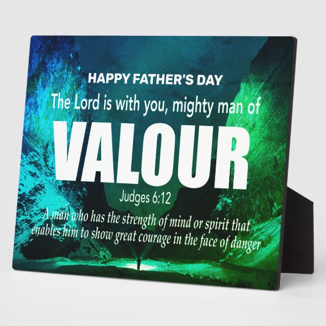 Personalised MIGHTY MAN OF VALOUR Christian Plaque (Side)