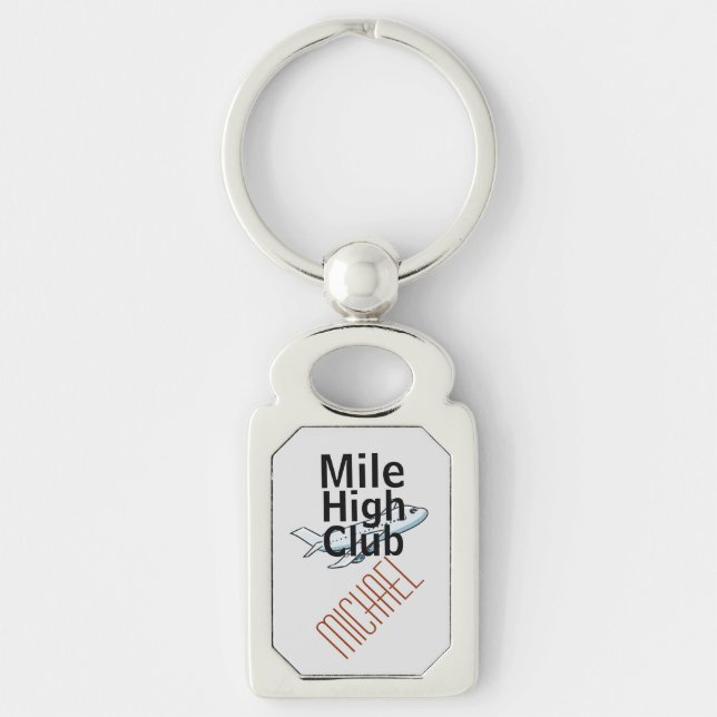 "Personalised Mile High Club Keyring, Customisable Key Ring (Front)