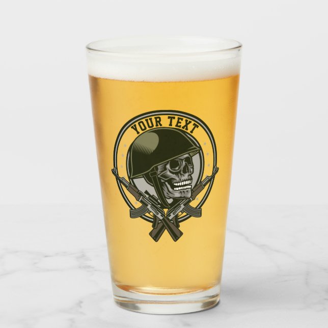 Personalised Military Camo Soldier Skull and Guns  Glass (Front Filled)
