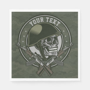 Personalised Military Camo Soldier Skull and Guns Napkin