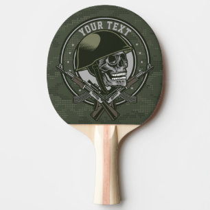 Personalised Military Camo Soldier Skull and Guns Ping Pong Paddle