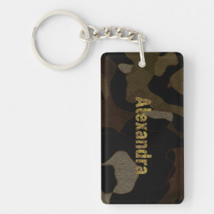 Personalised Military Camouflage Font Alexandra Key Ring