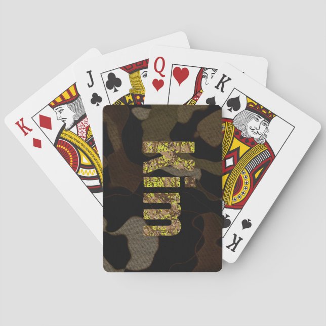 Personalised Military Camouflage Font Kim Playing Cards (Back)