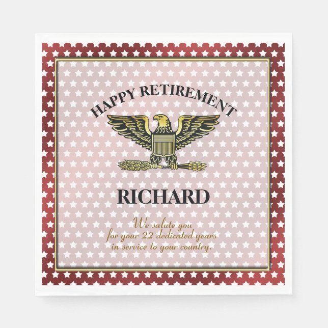 Personalised Military Retirement Party Napkin (Front)