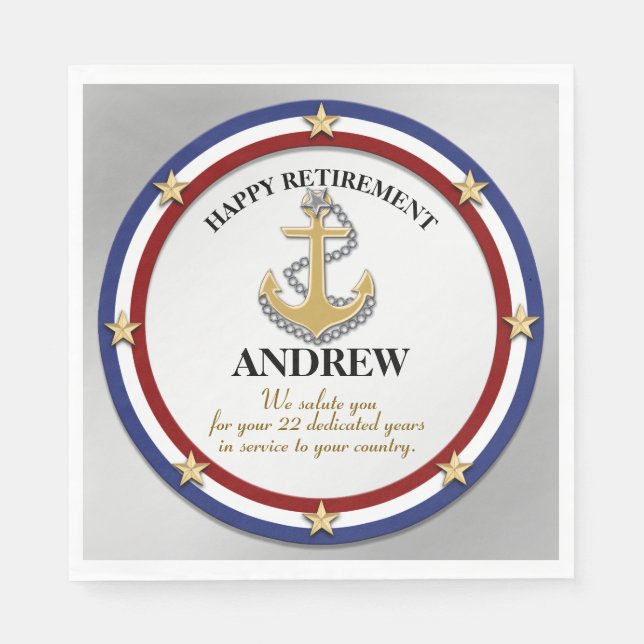 Personalised Military Retirement Party Napkin (Front)