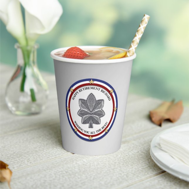 Personalised Military Retirement Party Paper Cups (Insitu)