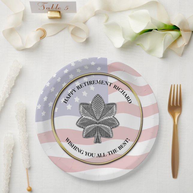 Personalised Military Retirement Party Paper Plate (Wedding)