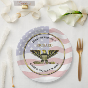 Personalised Military Retirement Party Paper Plate
