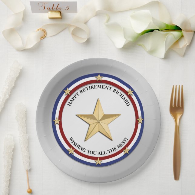 Personalised Military Retirement Party Paper Plate (Wedding)