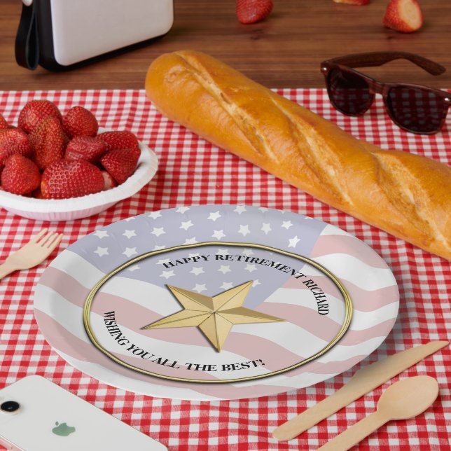Personalised Military Retirement Party Paper Plate (Picnic)