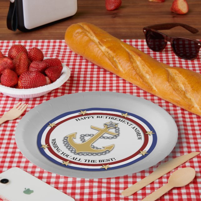 Personalised Military Retirement Party Paper Plate (Picnic)