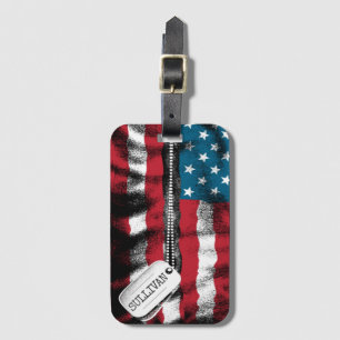 Personalised Military Soldier Dog Tag USA Flag 