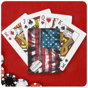 Personalised Military Soldier Dog Tag USA Flag  Playing Cards
