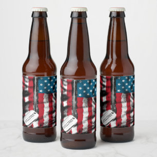 Personalised Military Soldier Dog Tags USA Flag Beer Bottle Label