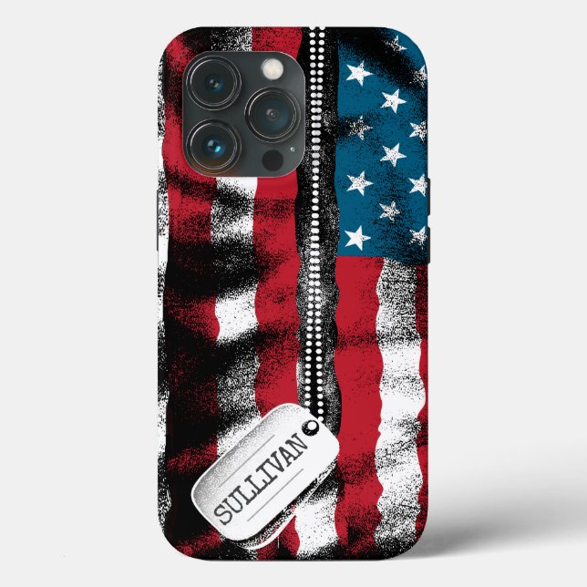 Personalised Military Soldier Dog Tags USA Flag Case-Mate iPhone Case (Back)