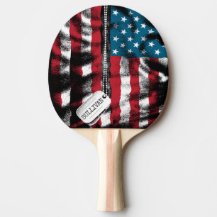 Personalised Military Soldier Dog Tags USA Flag Ping Pong Paddle