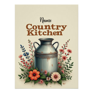 Personalised Milk Can & Flowers Canvas Print