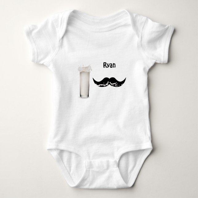 Personalised Milk Moustache Baby Bodysuit (Front)