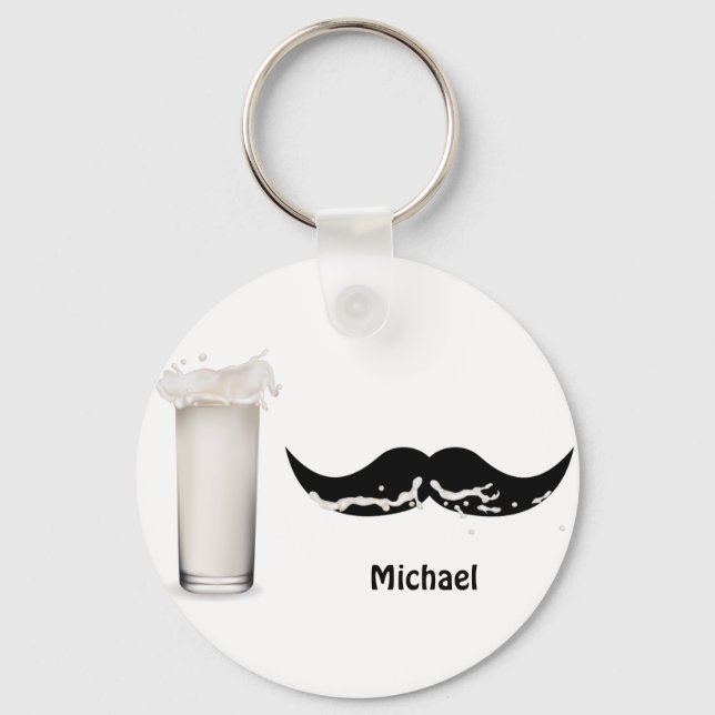 Personalised Milk Moustache Key Ring (Front)