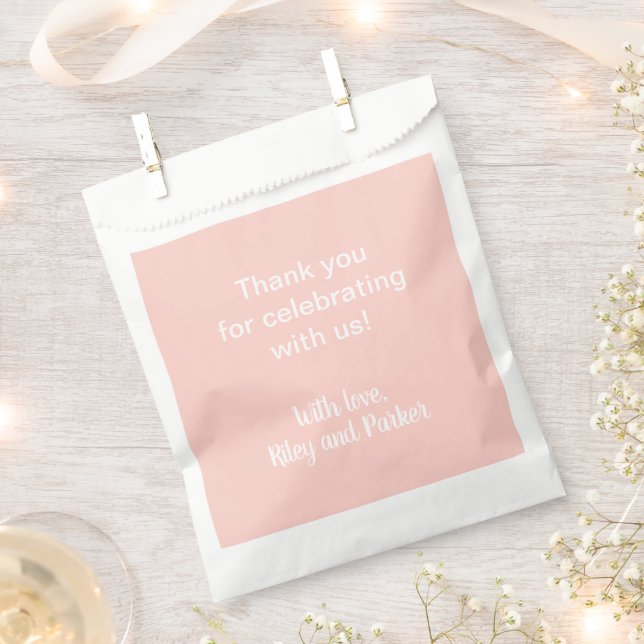 Personalised Millennial Pink Favour Bags (Clipped)