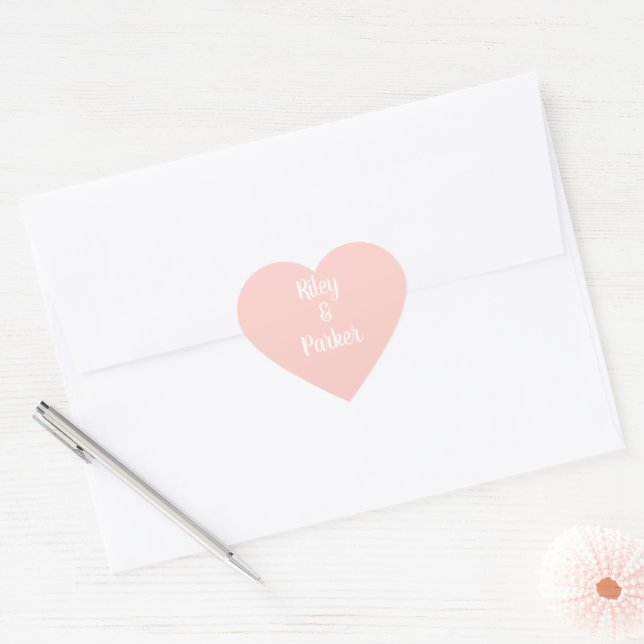 Personalised Millennial Pink Heart Sticker (Envelope)