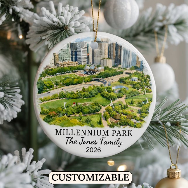 Personalised Millennium Park, Custom Illinois Ceramic Tree Decoration (Creator Uploaded)