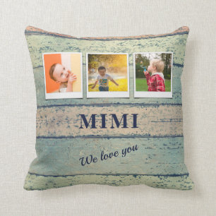 Personalised Mimi Grandchildren 3 Photo Collage Cushion