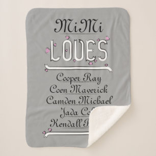 Personalised Mimi Loves Her Grands Sherpa Blanket